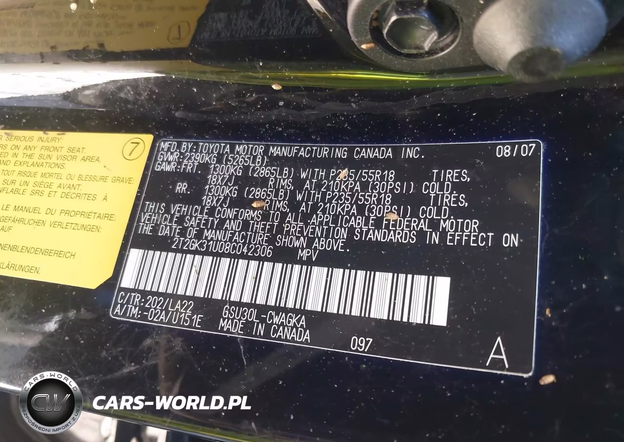 2008 Lexus Rx 350 VIN:2T2GK31U08C042306 - 9