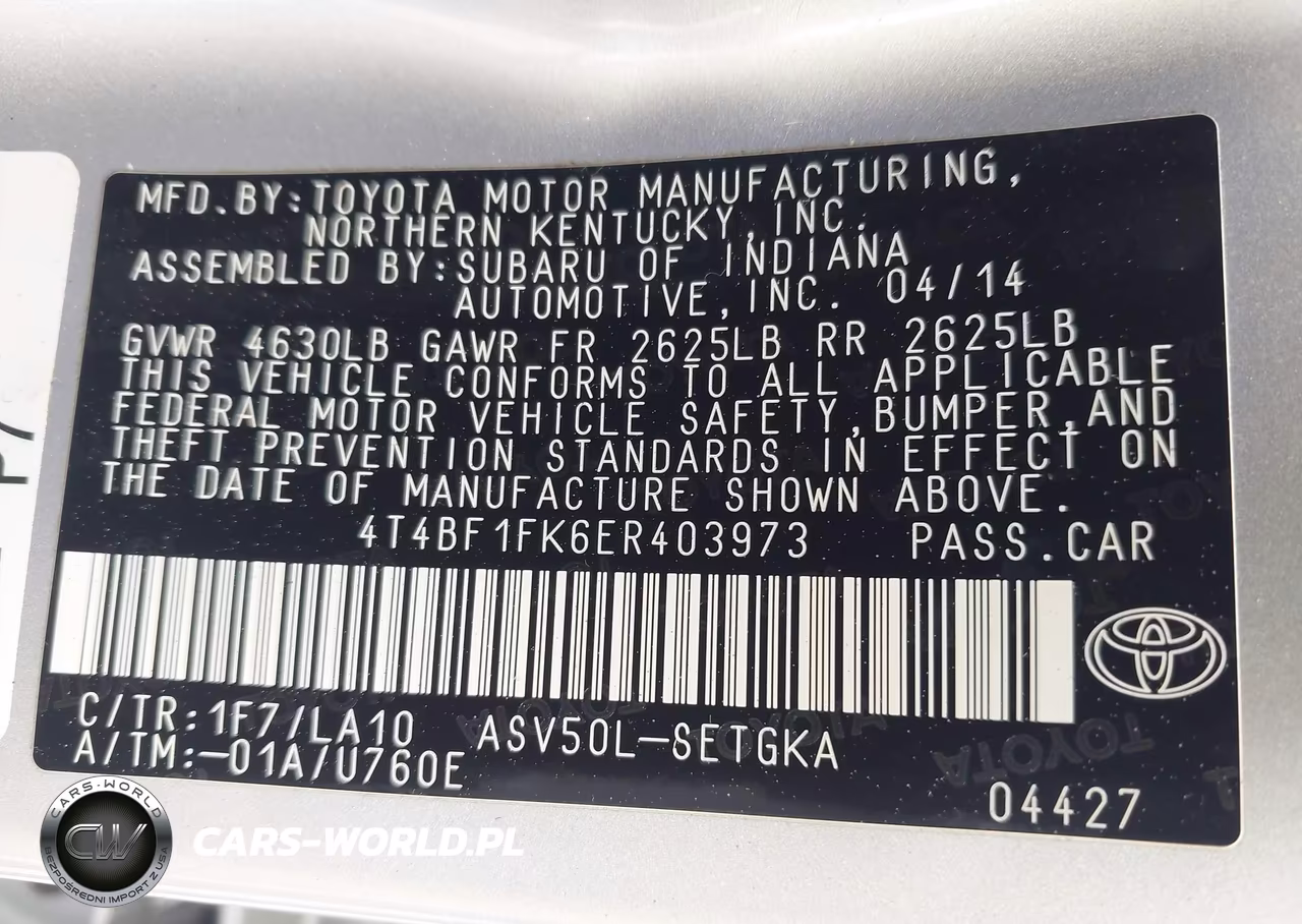 2014 Toyota Camry Xle VIN:4T4BF1FK6ER403973 - 9