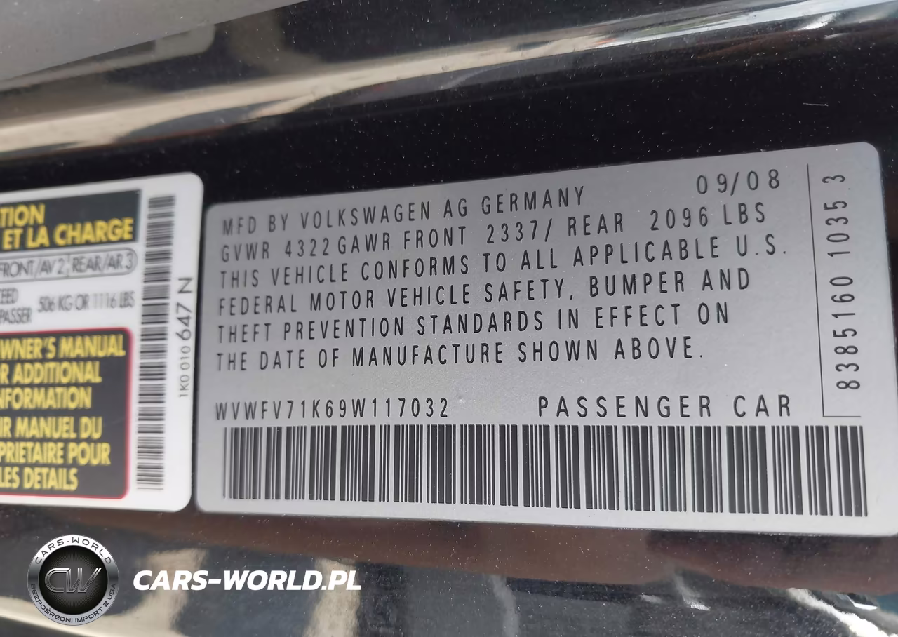 2009 Volkswagen Gti 2-Door VIN:WVWFV71K69W117032 - 9