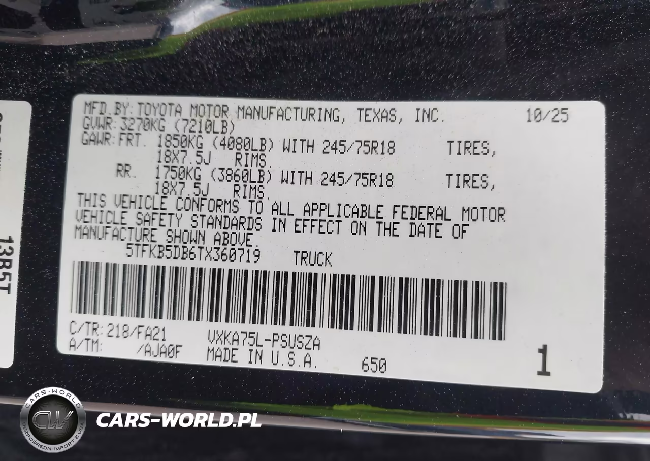 2026 Toyota Tundra Sr Crewmax 5.5' Bed VIN:5TFKB5DB6TX360719 - 9