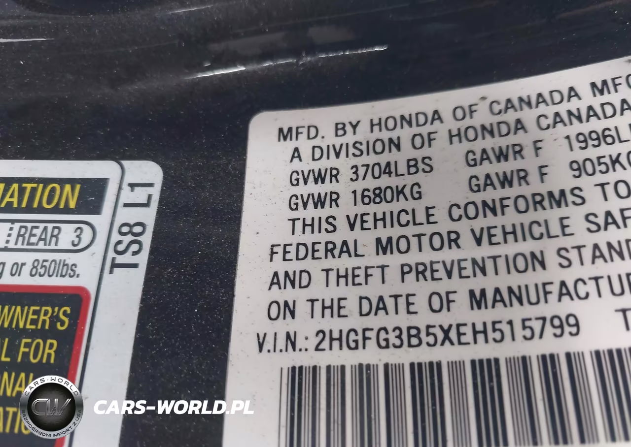 2014 Honda Civic Lx VIN:2HGFG3B5XEH515799 - 9