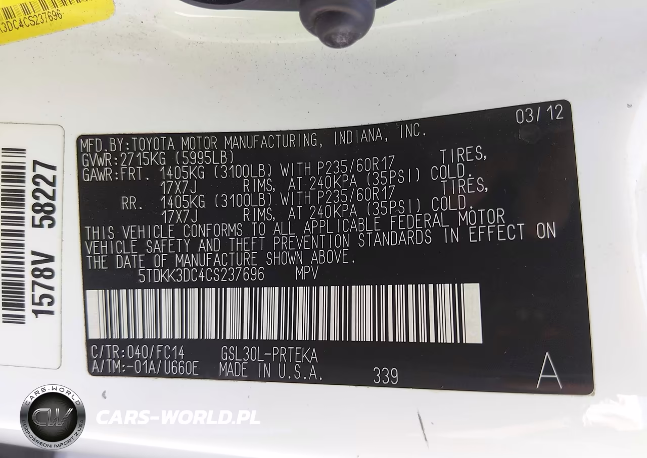 2012 Toyota Sienna Le V6 8 Passenger VIN:5TDKK3DC4CS237696 - 9