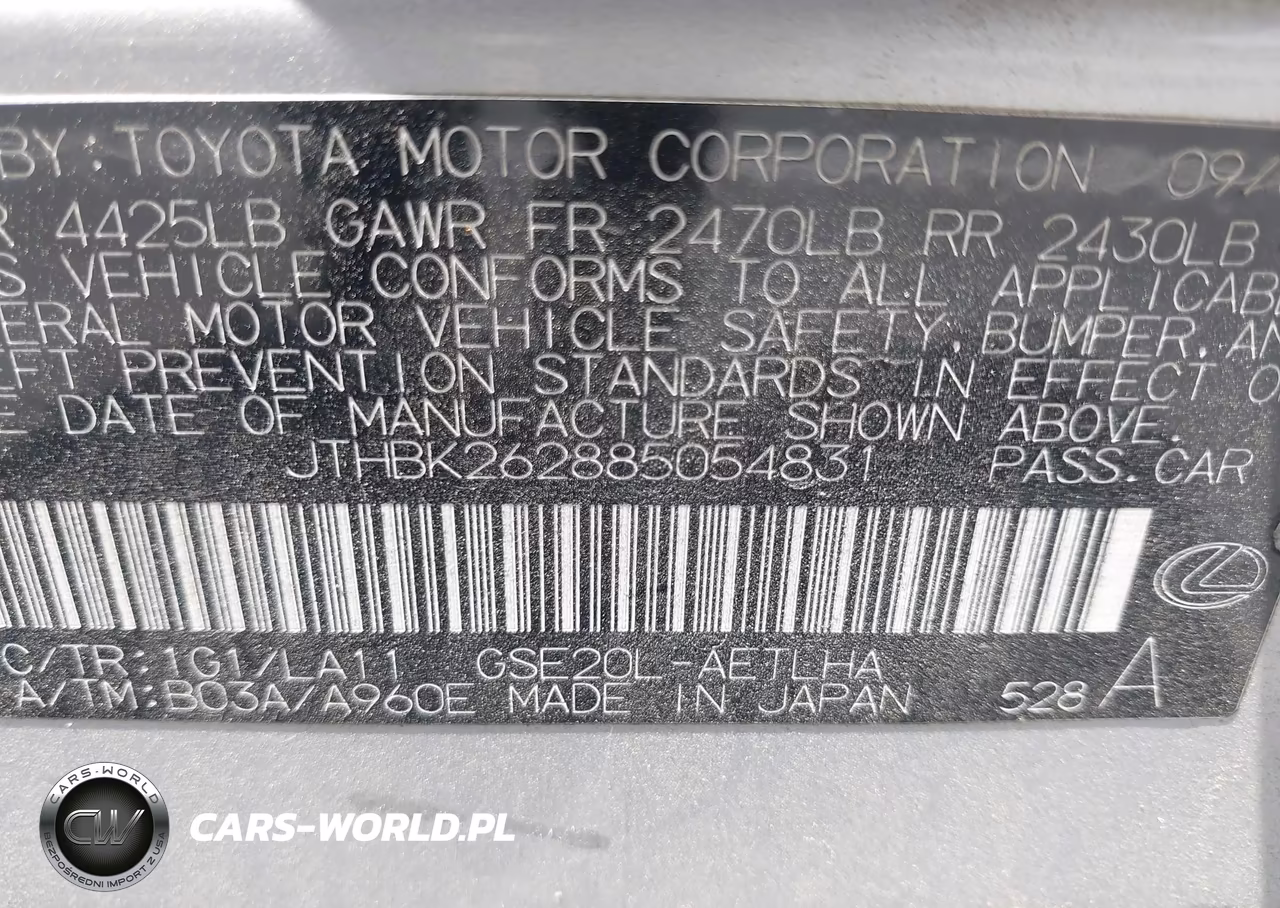 2008 Lexus Is 250 VIN:JTHBK262885054831 - 9