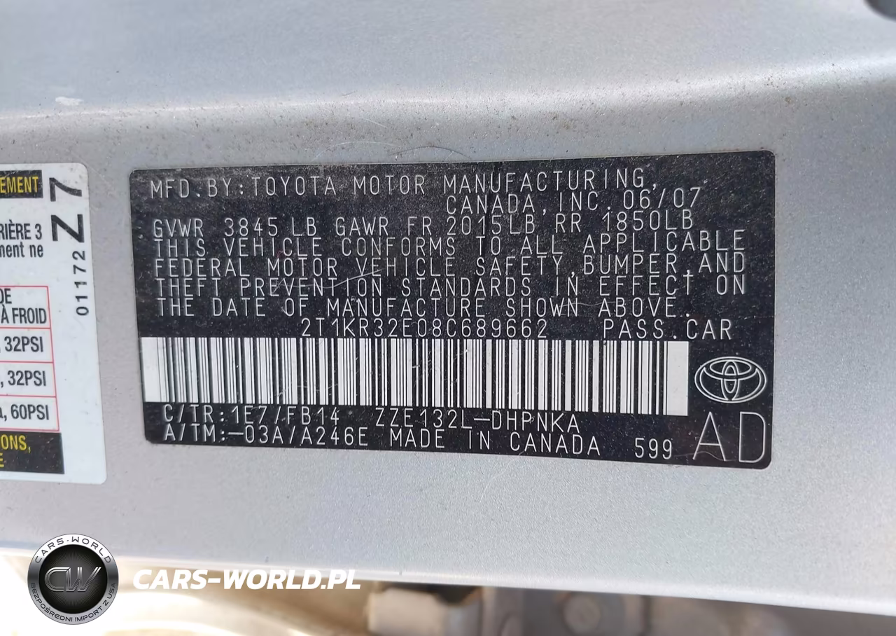 2008 Toyota Matrix Xr VIN:2T1KR32E08C689662 - 9