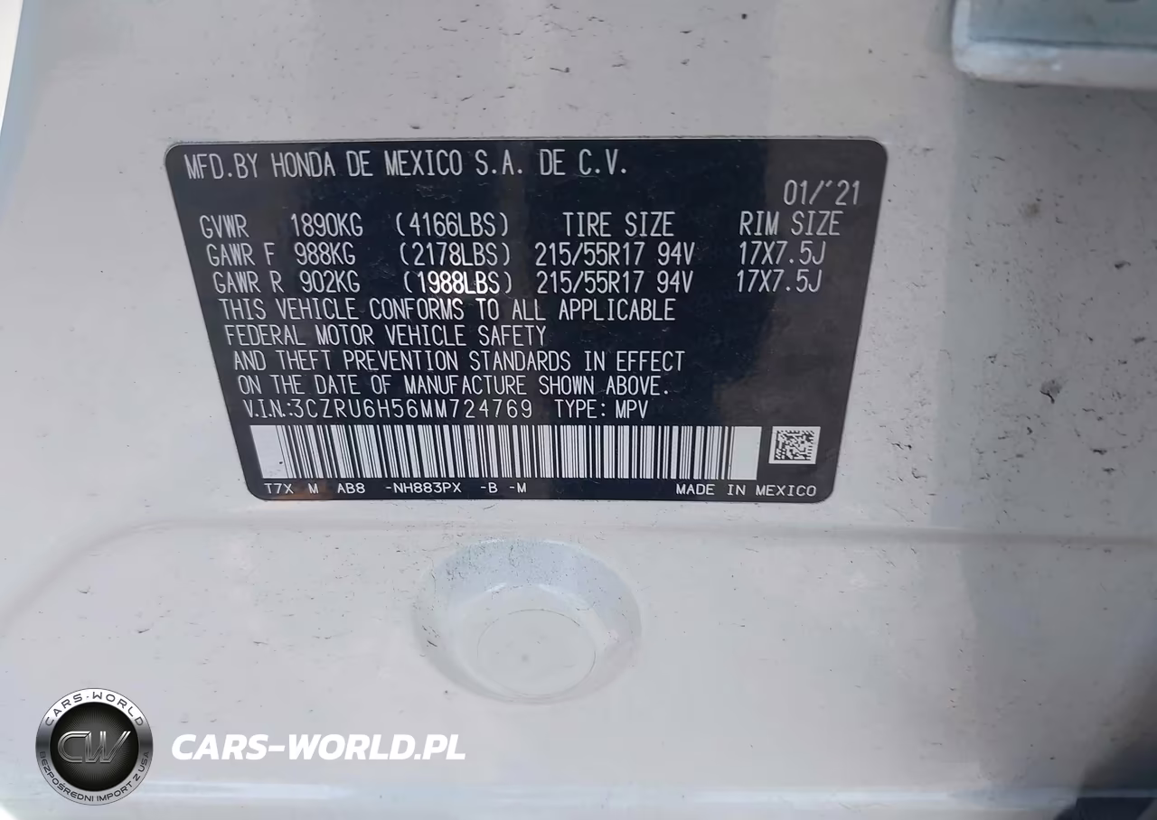 2021 Honda Hr-V Awd Ex VIN:3CZRU6H56MM724769 - 9