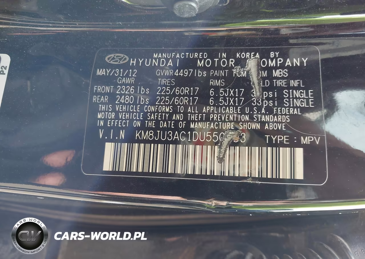 2013 Hyundai Tucson Gls VIN:KM8JU3AC1DU550093 - 9