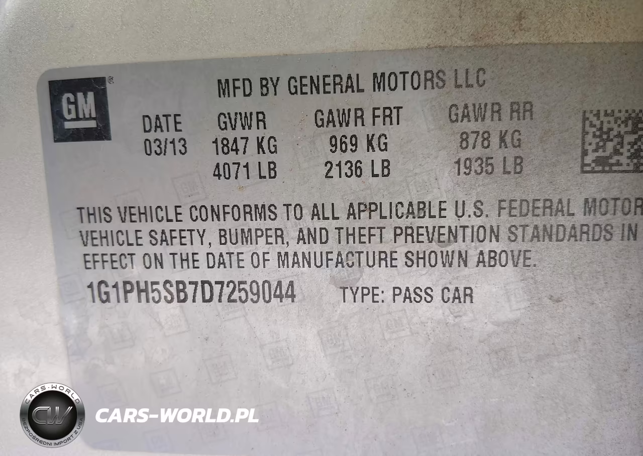 2013 Chevrolet Cruze Eco Auto VIN:1G1PH5SB7D7259044 - 9