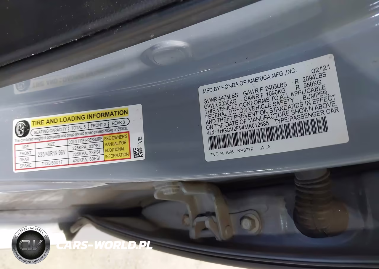 2021 Honda Accord Touring VIN:1HGCV2F94MA012685 - 9