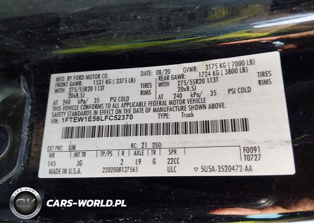 2020 Ford F-150 Xl VIN:1FTEW1E58LFC52370 - 9