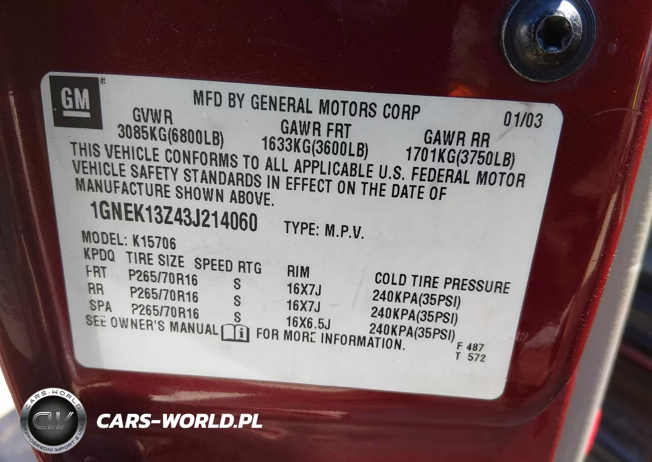 2003 Chevrolet Tahoe Ls VIN:1GNEK13Z43J214060 - 9