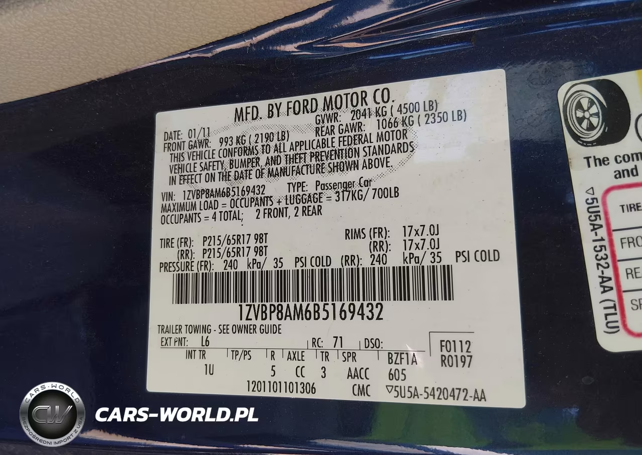 2011 Ford Mustang V6 VIN:1ZVBP8AM6B5169432 - 9