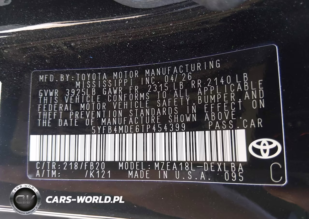 2026 Toyota Corolla Le VIN:5YFB4MDE6TP454399 - 9