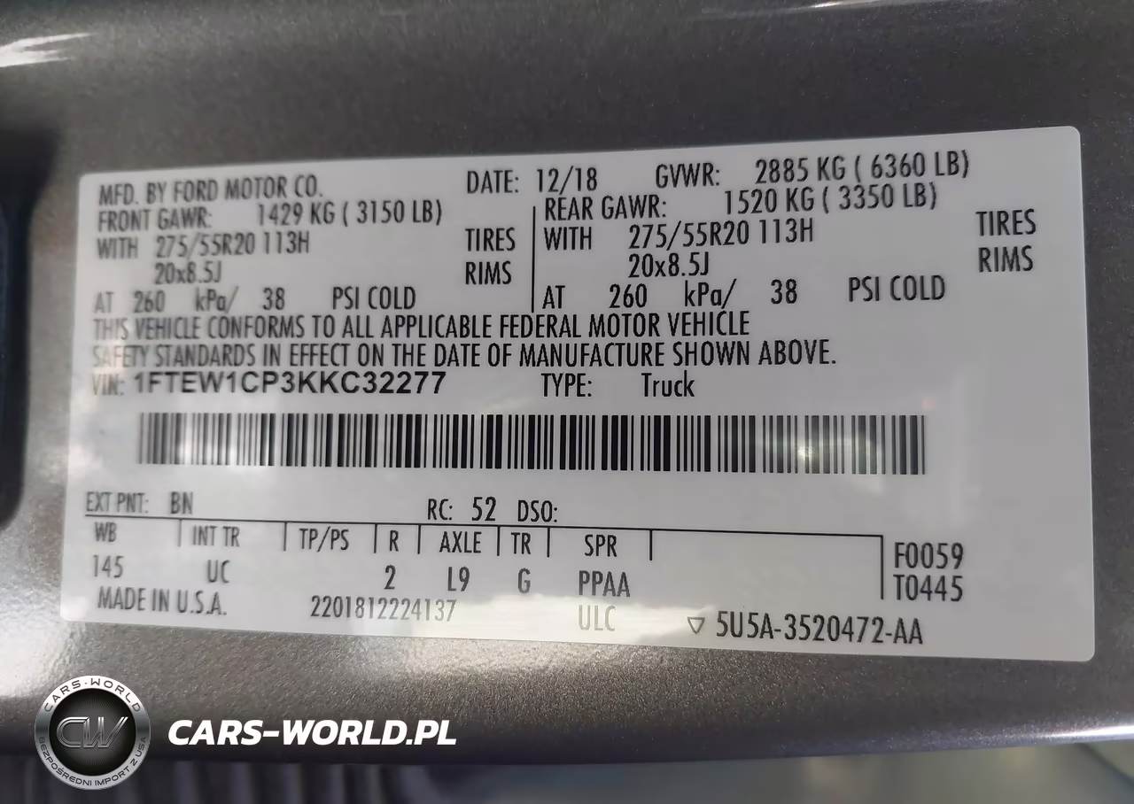 2019 Ford F-150 Xlt VIN:1FTEW1CP3KKC32277 - 9