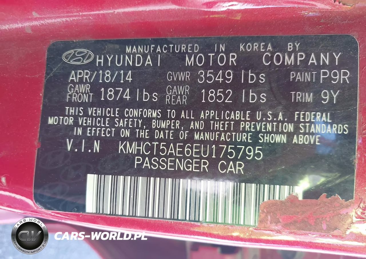 2014 Hyundai Accent Gs VIN:KMHCT5AE6EU175795 - 9