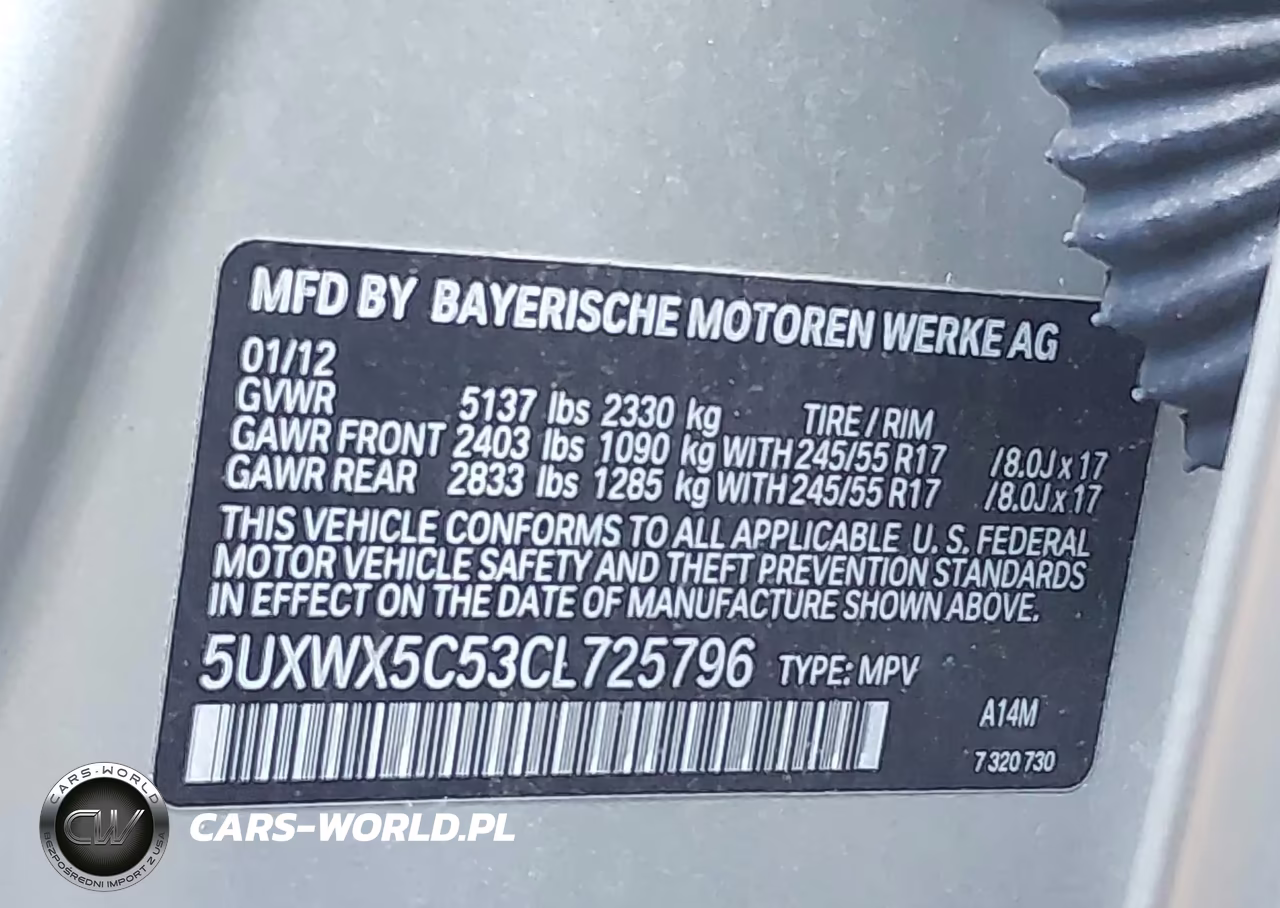 2012 BMW X3 xDrive28I VIN:5UXWX5C53CL725796 - 9
