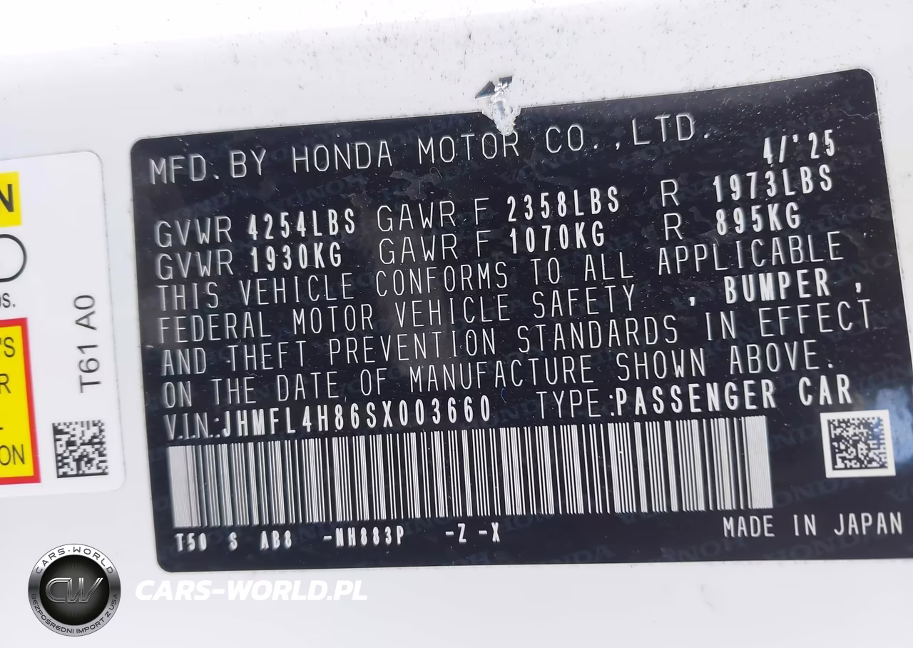 2025 Honda Civic Hybrid Sport VIN:JHMFL4H86SX003660 - 9