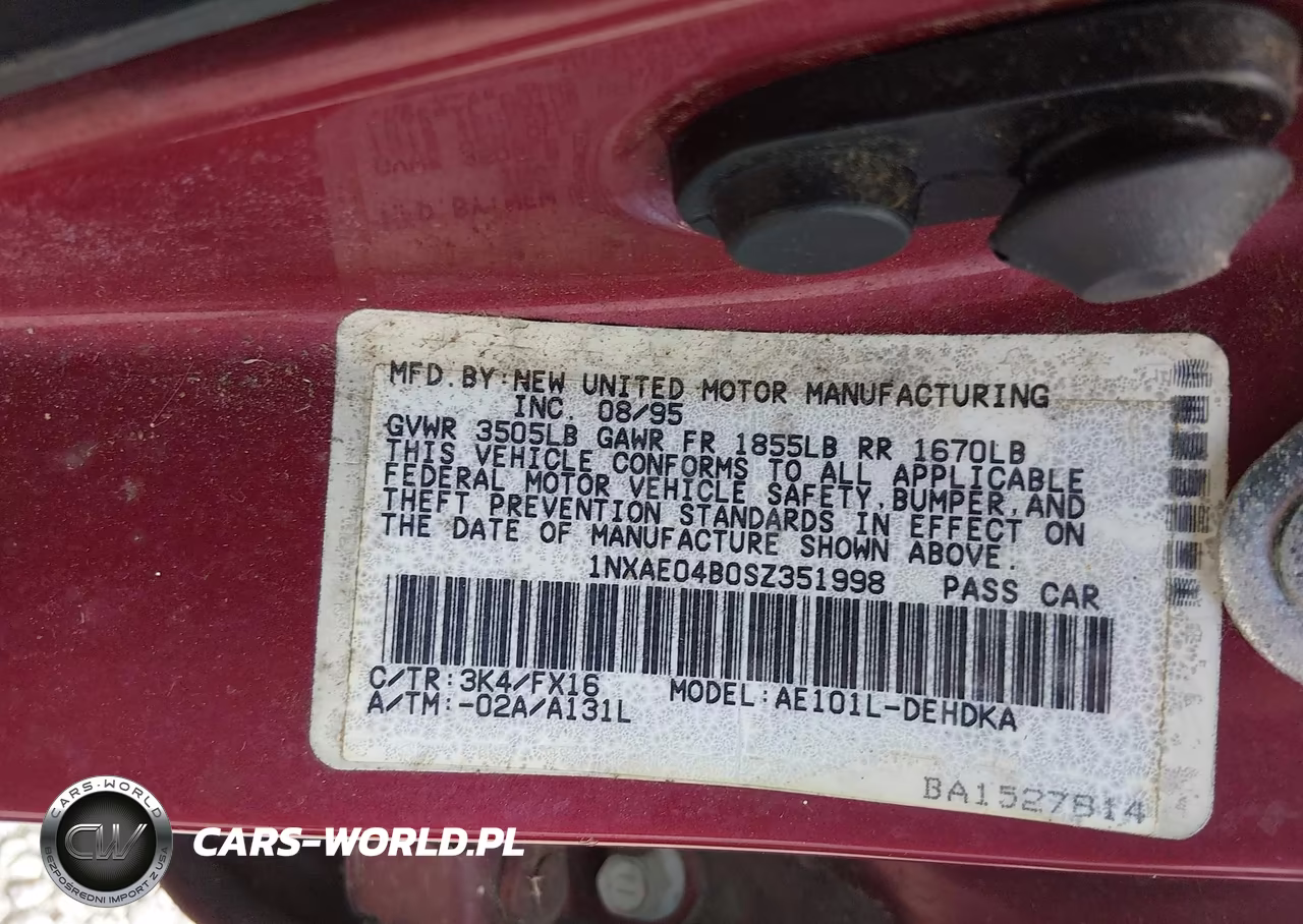 1995 Toyota Corolla VIN:1NXAE04B0SZ351998 - 9