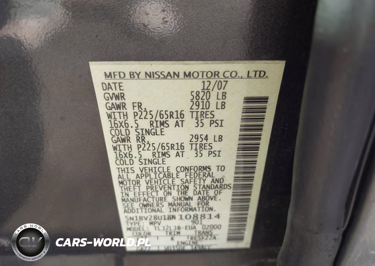 2008 Nissan Quest 3.5 Sl VIN:5N1BV28U18N108814 - 9