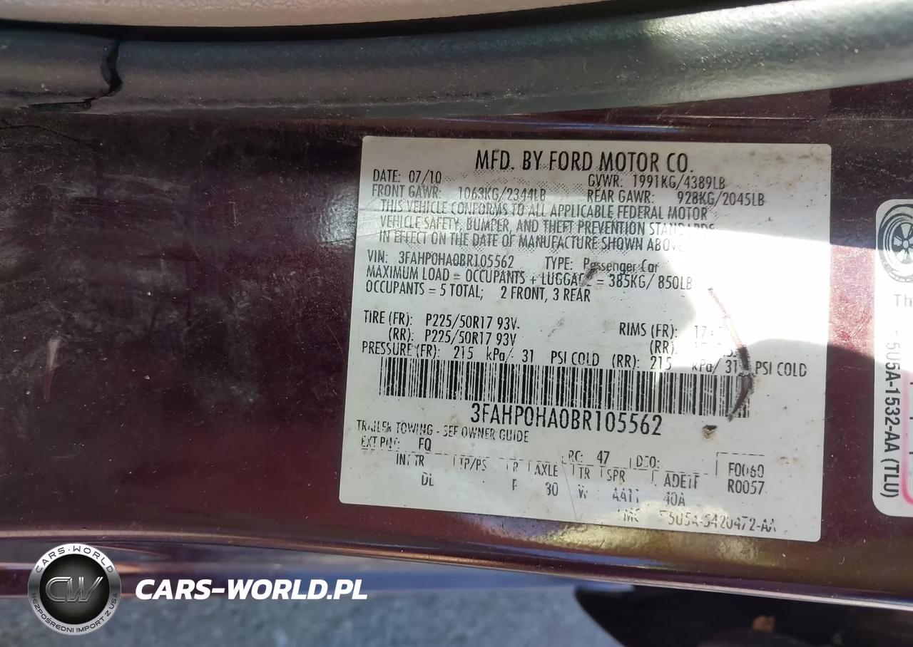 2011 Ford Fusion Se VIN:3FAHP0HA0BR105562 - 9