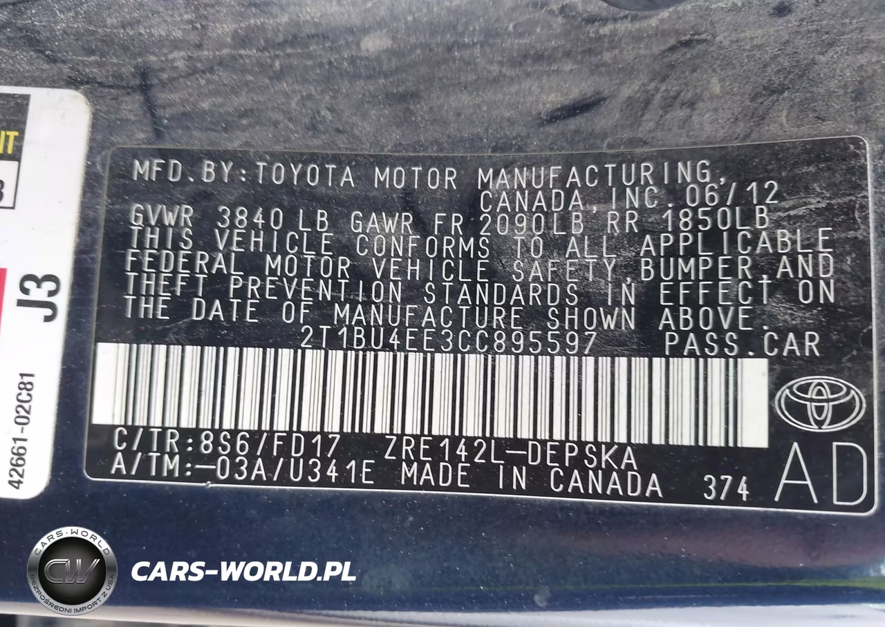 2012 Toyota Corolla S VIN:2T1BU4EE3CC895597 - 9