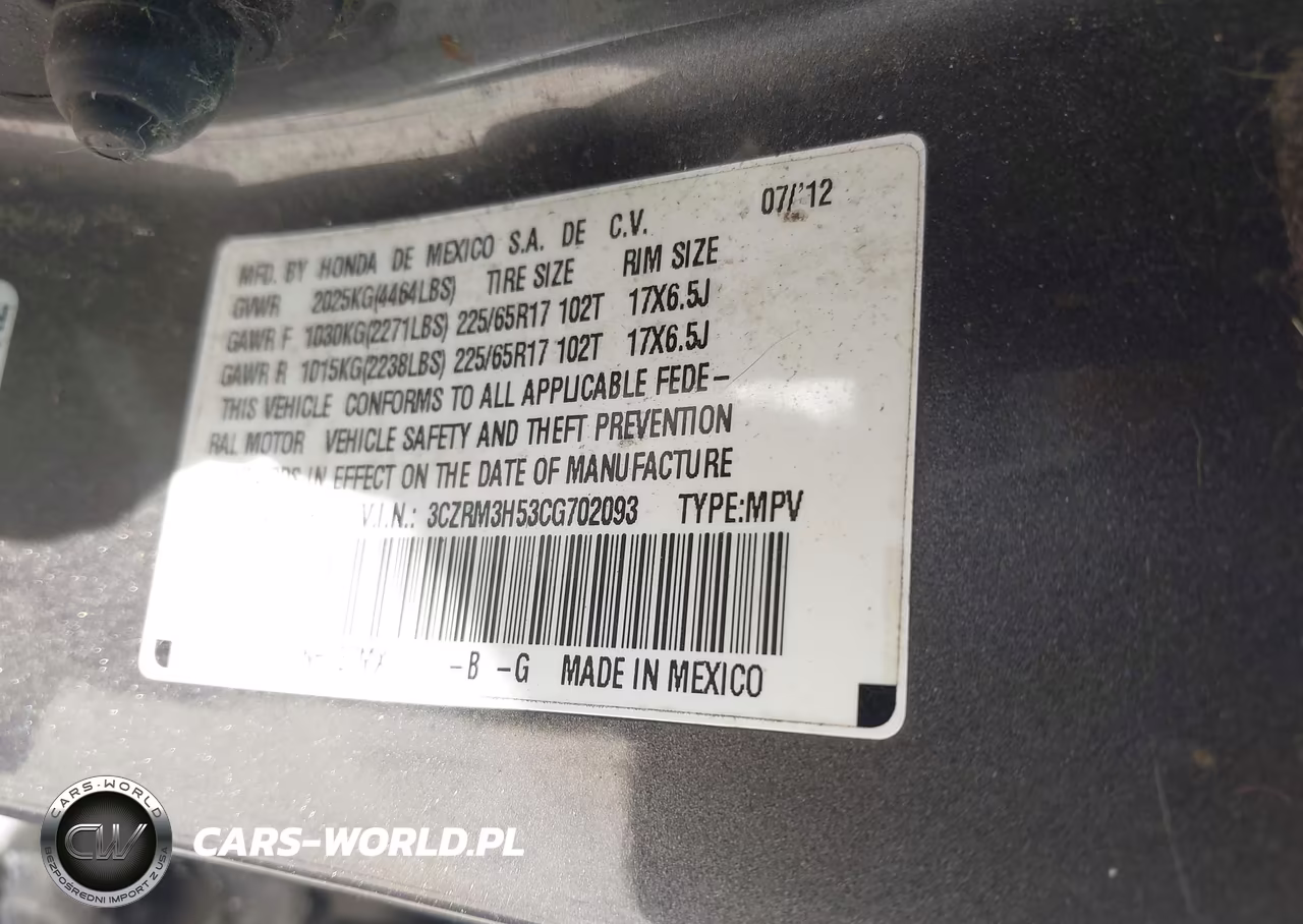 2012 Honda Cr-V Ex VIN:3CZRM3H53CG702093 - 9