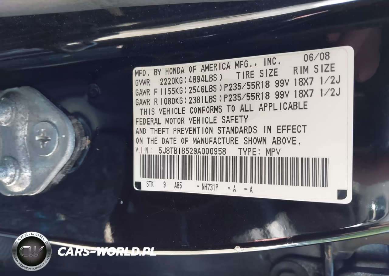 2009 Acura Rdx VIN:5J8TB18529A000958 - 9