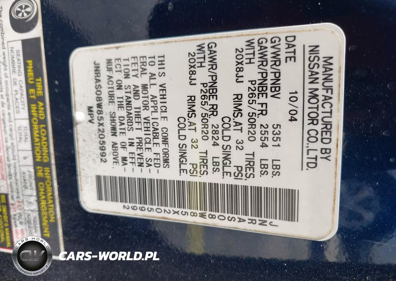 2005 Infiniti Fx35 VIN:JNRAS08W85X205992 - 9