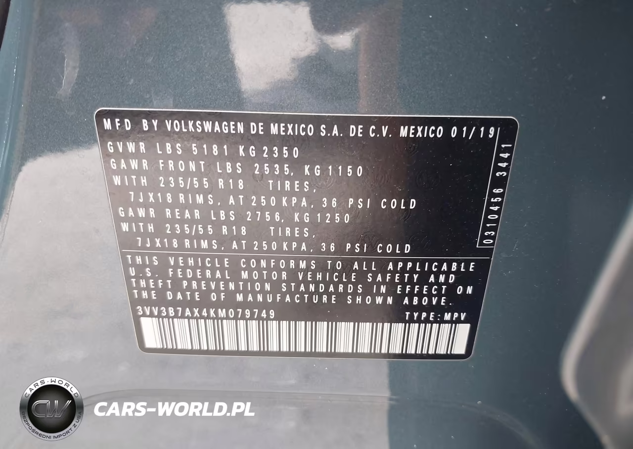 2019 Volkswagen Tiguan 2.0T Se-2.0T Sel-2.0T Sel R-Line-2.0T Sel R-Line Black VIN:3VV3B7AX4KM079749 - 9