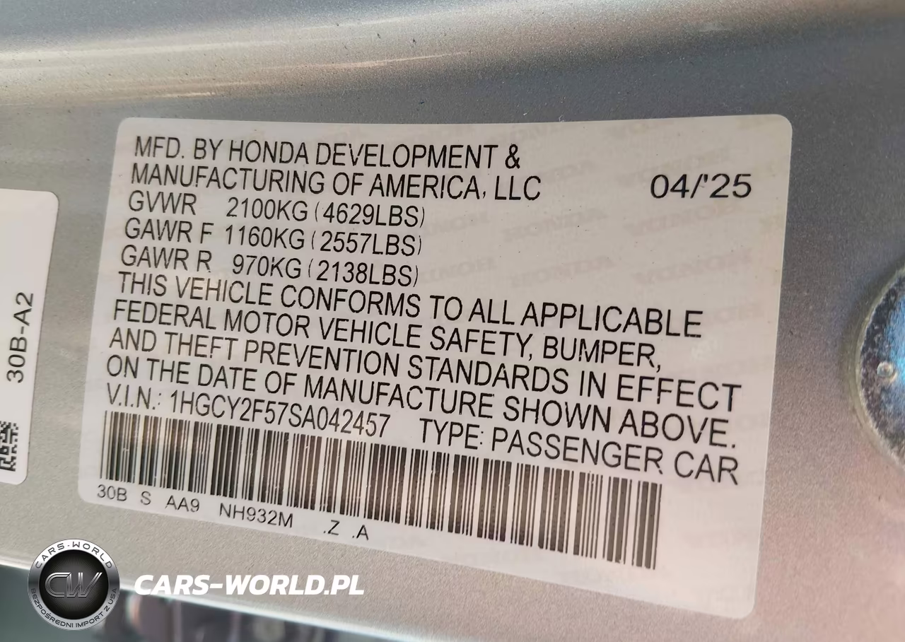 2025 Honda Accord Hybrid Sport VIN:1HGCY2F57SA042457 - 9