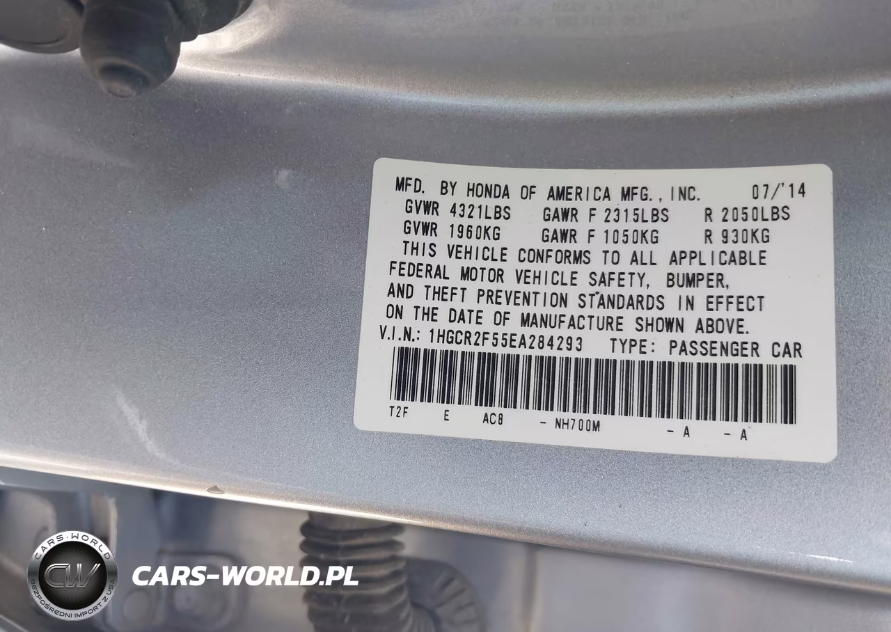 2014 HONDA ACCORD SPORT VIN:1HGCR2F55EA284293 - 9