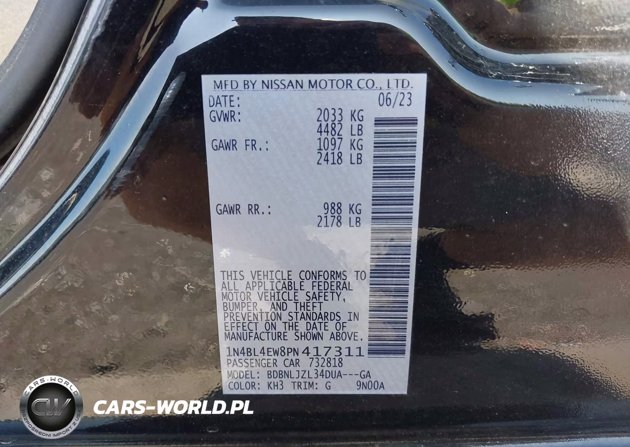 2023 Nissan Altima Sl Intelligent Awd VIN:1N4BL4EW8PN417311 - 9