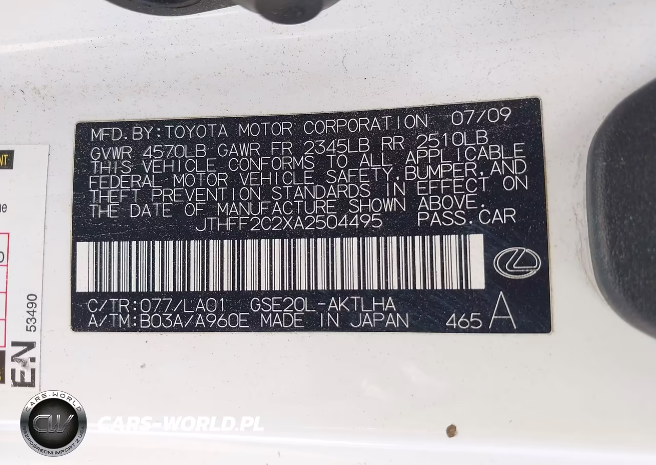 2010 Lexus Is 250C VIN:JTHFF2C2XA2504495 - 9