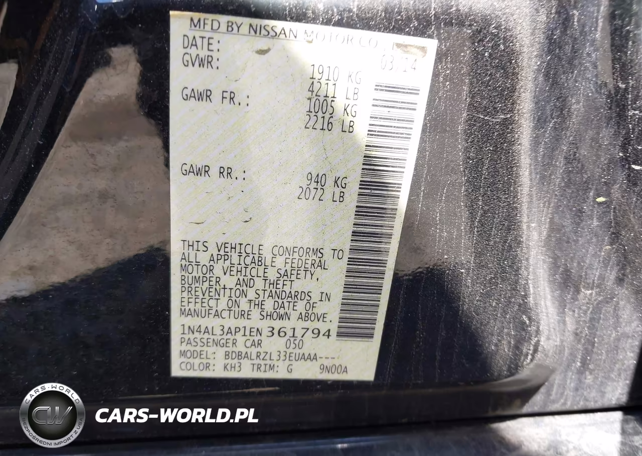 2014 Nissan Altima 2.5 S VIN:1N4AL3AP1EN361794 - 9