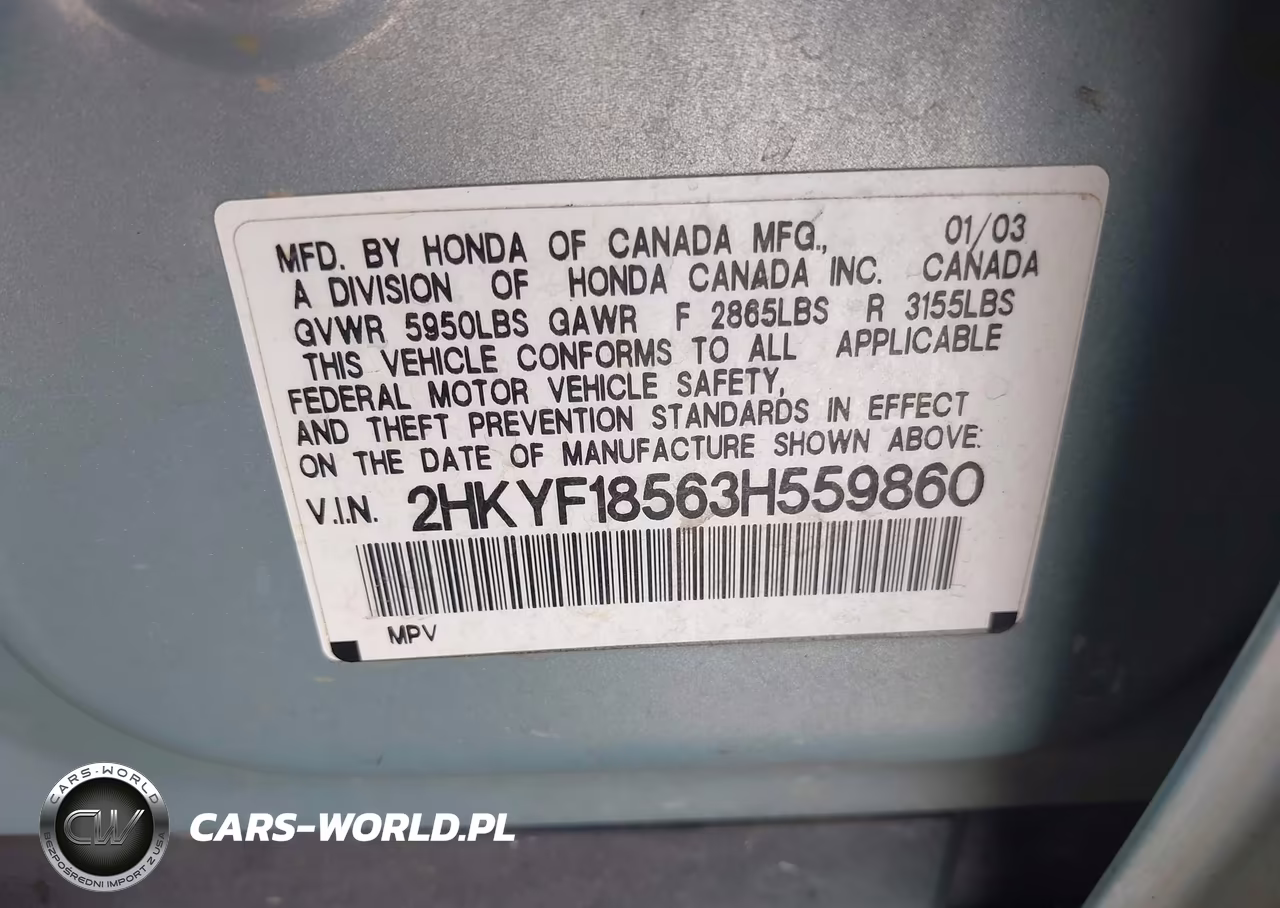 2003 Honda Pilot Ex-L VIN:2HKYF18563H559860 - 9