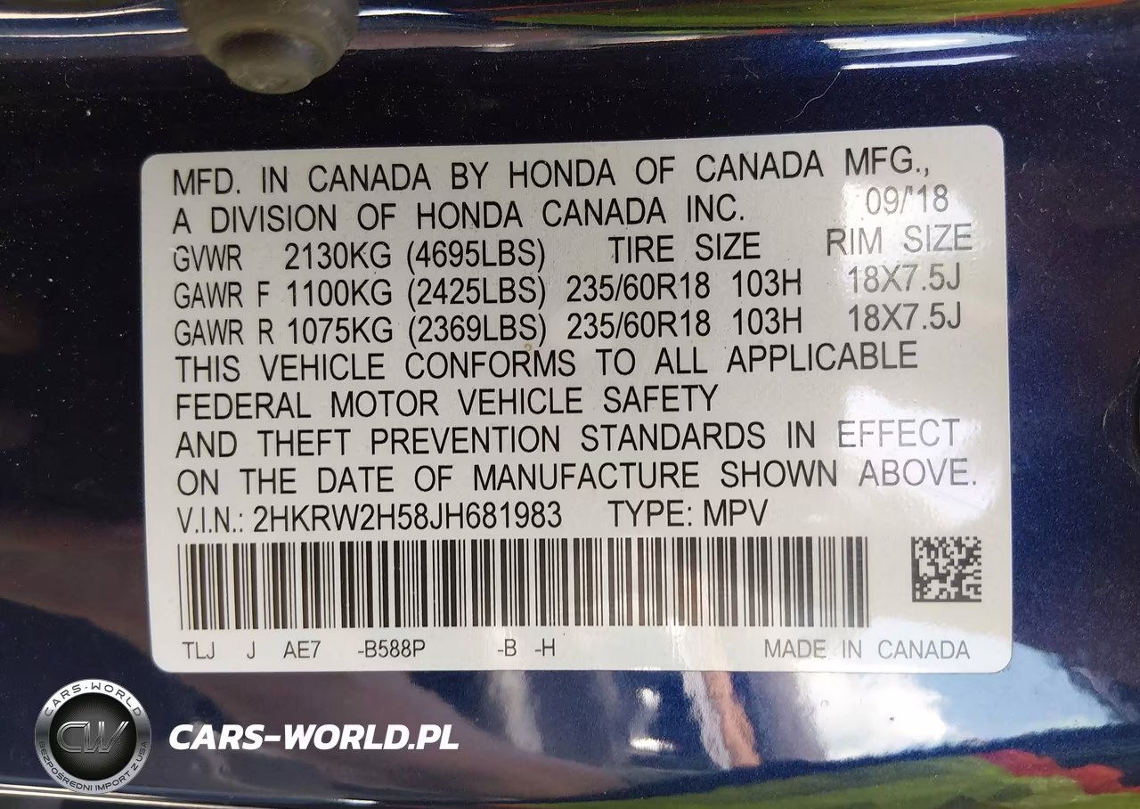2018 Honda Cr-V Ex VIN:2HKRW2H58JH681983 - 9