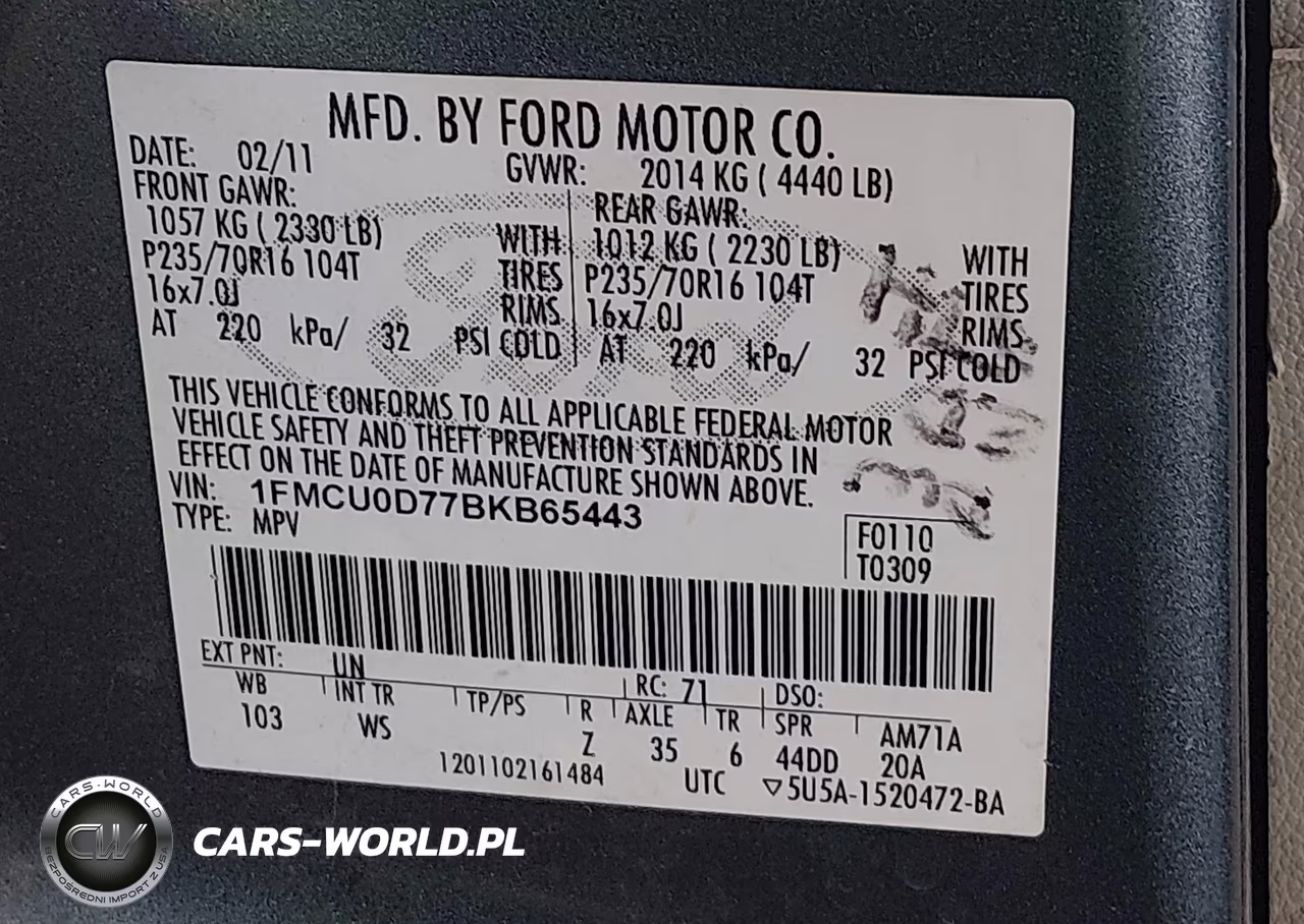 2011 Ford Escape Xlt VIN:1FMCU0D77BKB65443 - 9