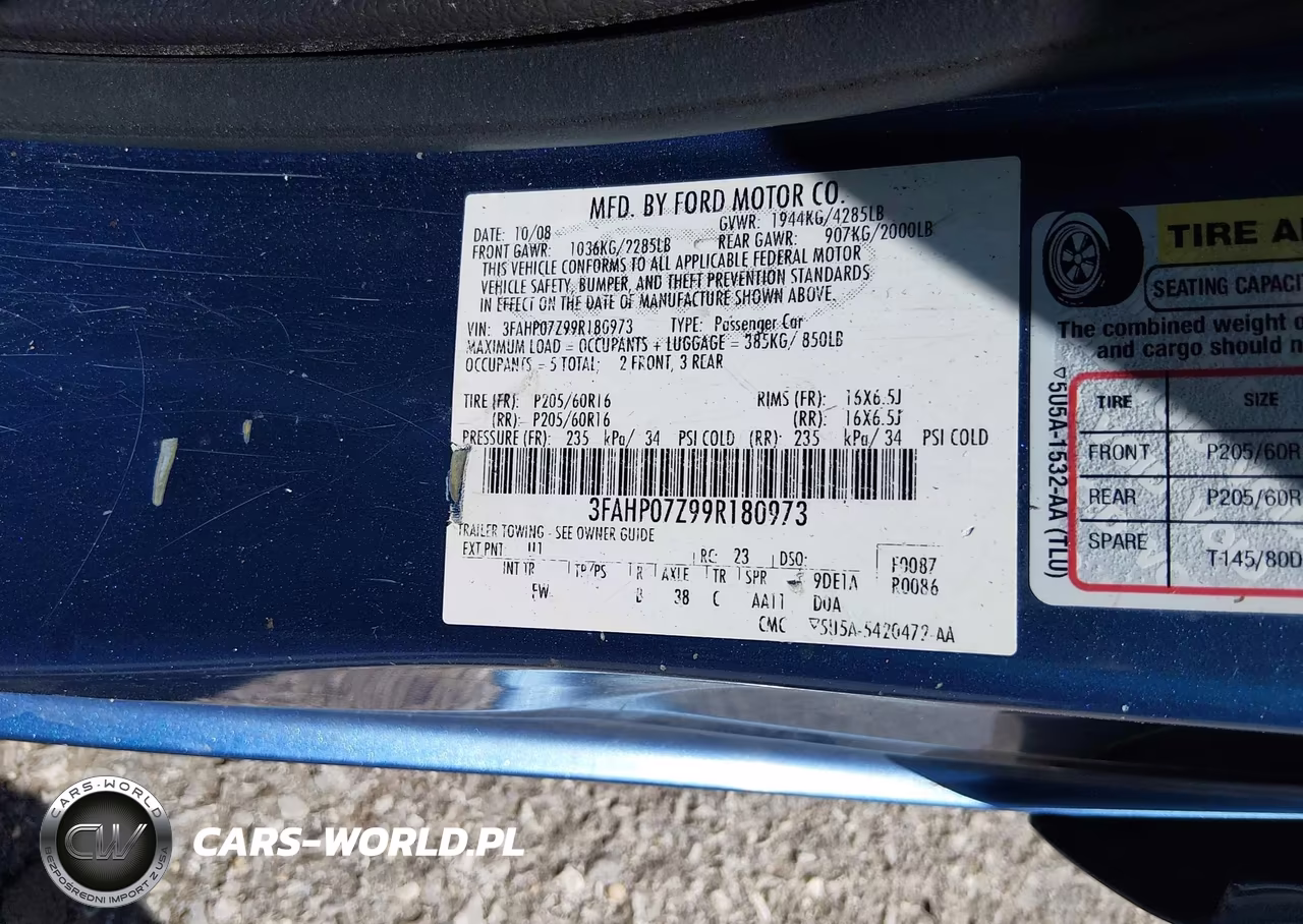 2009 Ford Fusion Se VIN:3FAHP07Z99R180973 - 9