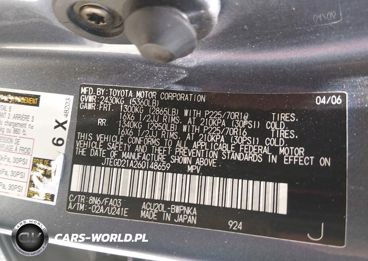 2006 Toyota Highlander VIN:JTEGD21A260148659 - 9