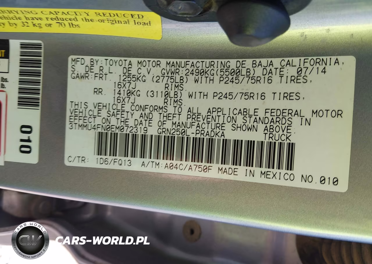2014 Toyota Tacoma Base V6 VIN:3TMMU4FN0EM072319 - 9