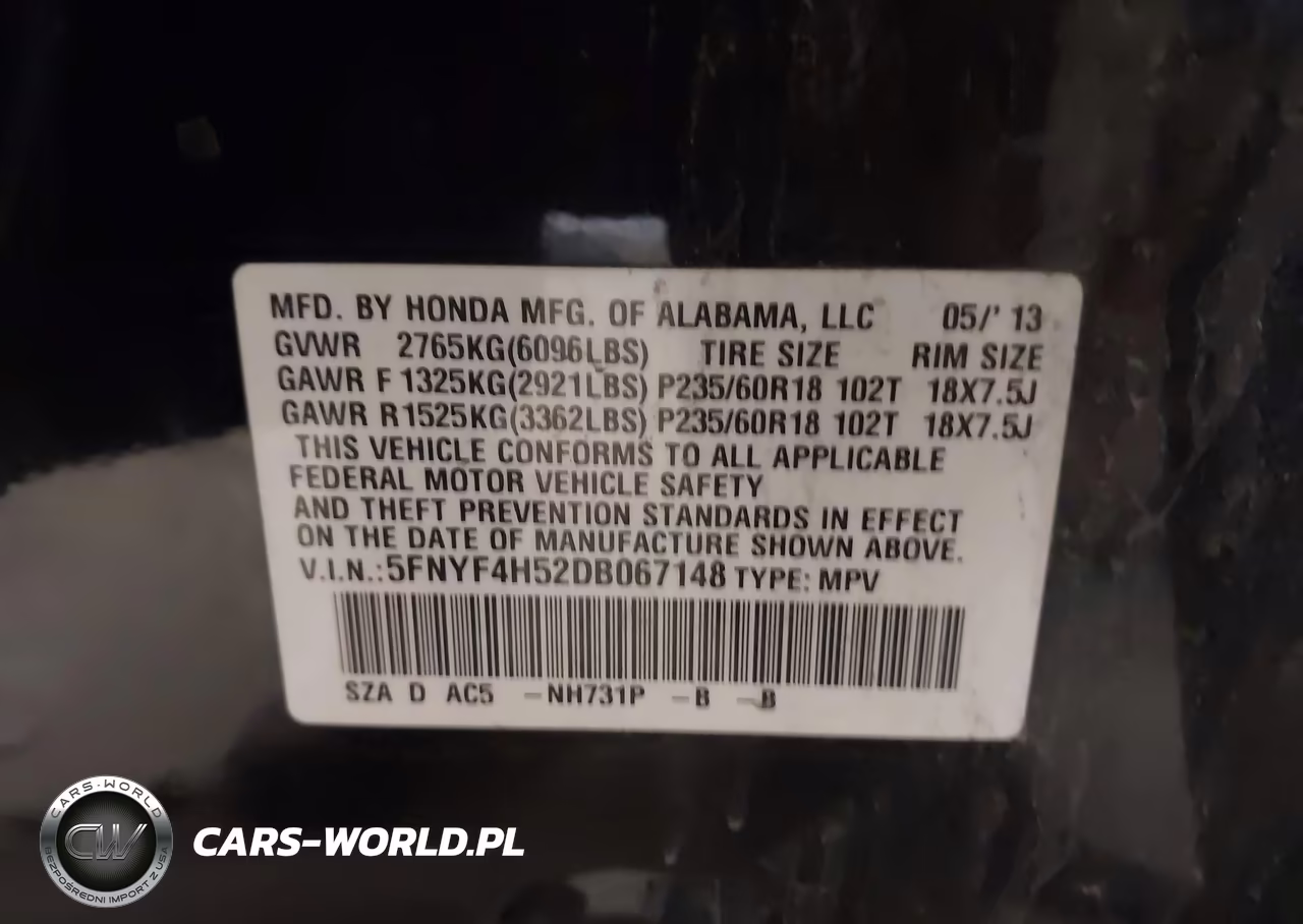 2013 Honda Pilot Ex-L VIN:5FNYF4H52DB067148 - 9