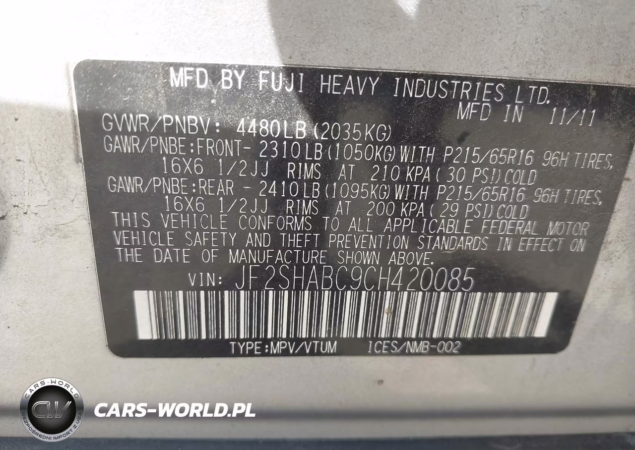 2012 Subaru Forester 2.5X VIN:JF2SHABC9CH420085 - 9
