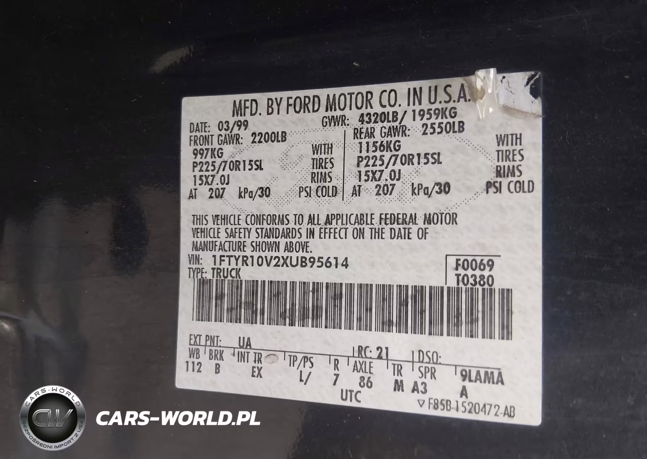 1999 Ford Ranger Xl-Xlt VIN:1FTYR10V2XUB95614 - 9