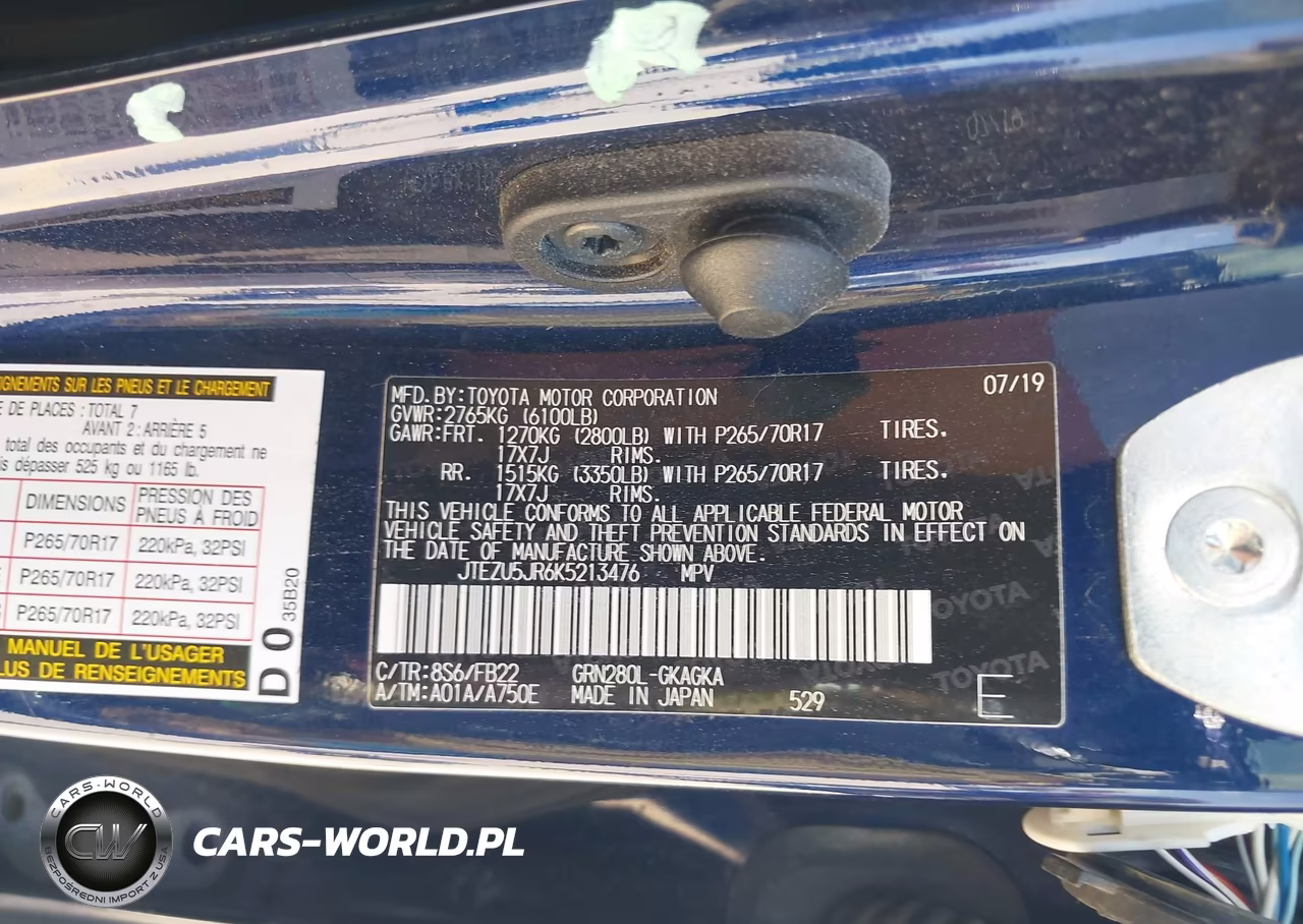 2019 Toyota 4Runner Sr5 VIN:JTEZU5JR6K5213476 - 9