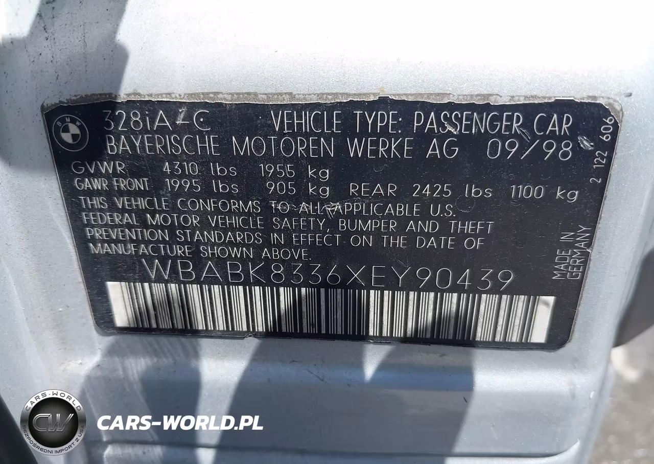 1999 BMW 328Ic VIN:WBABK8336XEY90439 - 9