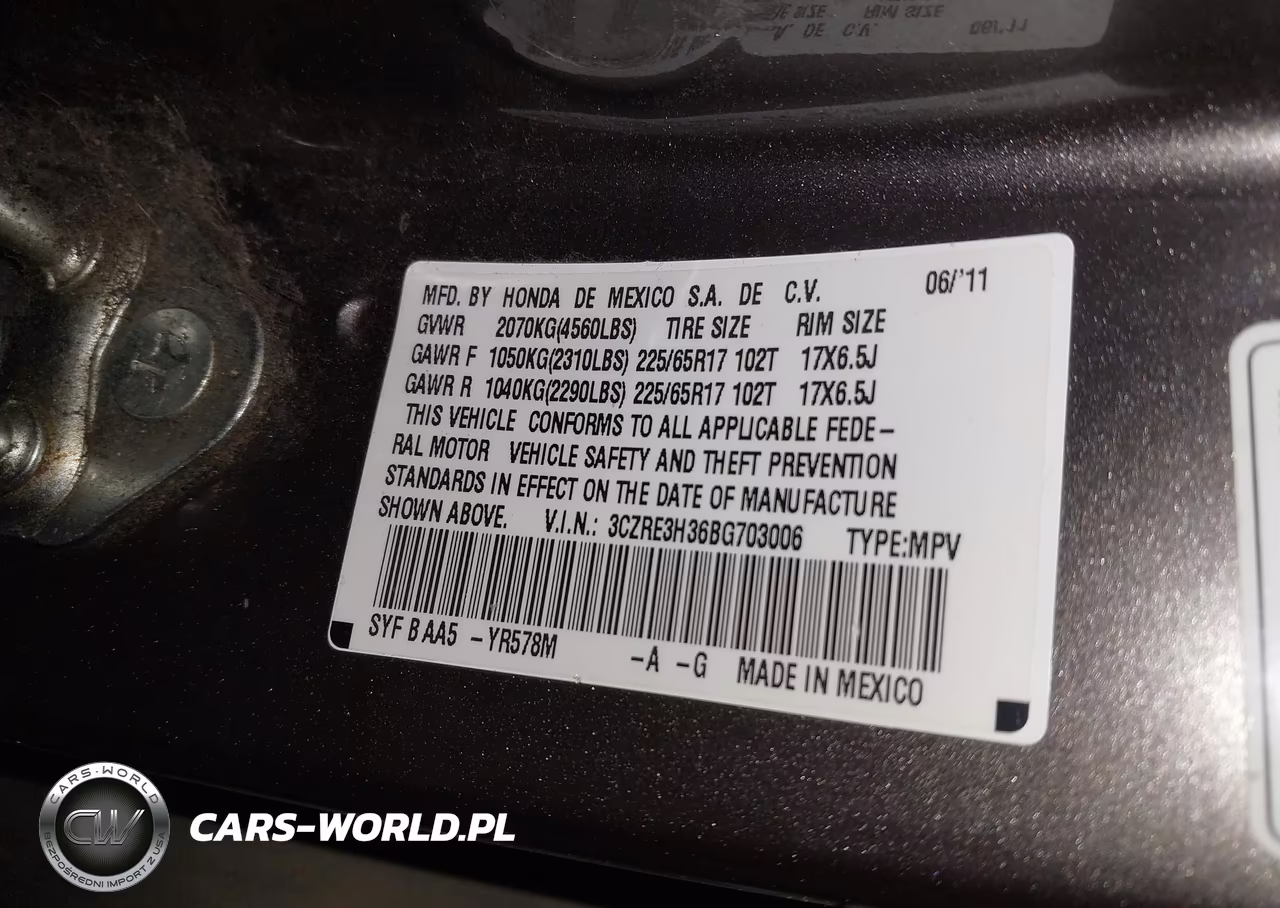2011 Honda Cr-V Lx VIN:3CZRE3H36BG703006 - 9