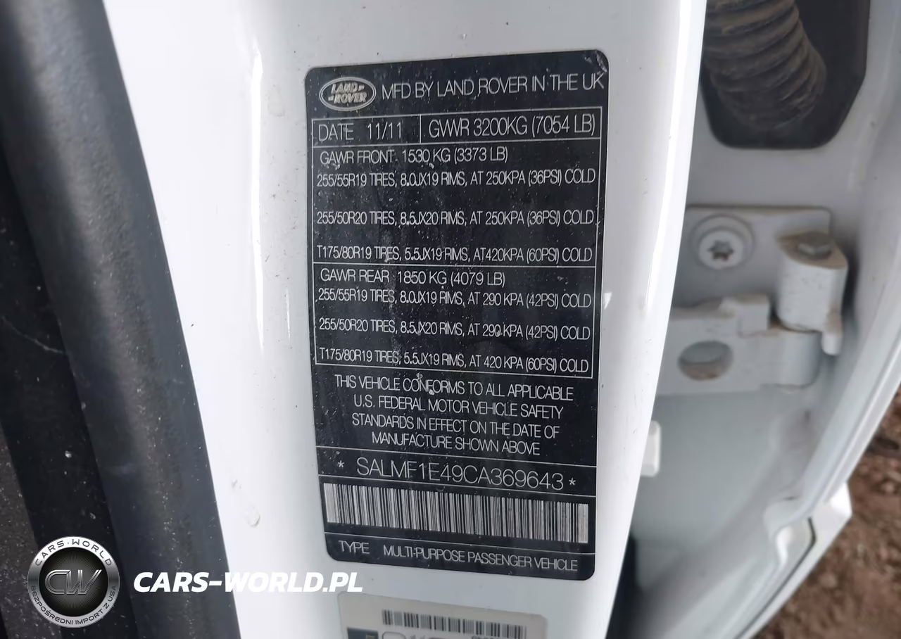2012 Land Rover Range Rover Supercharged VIN:SALMF1E49CA369643 - 9
