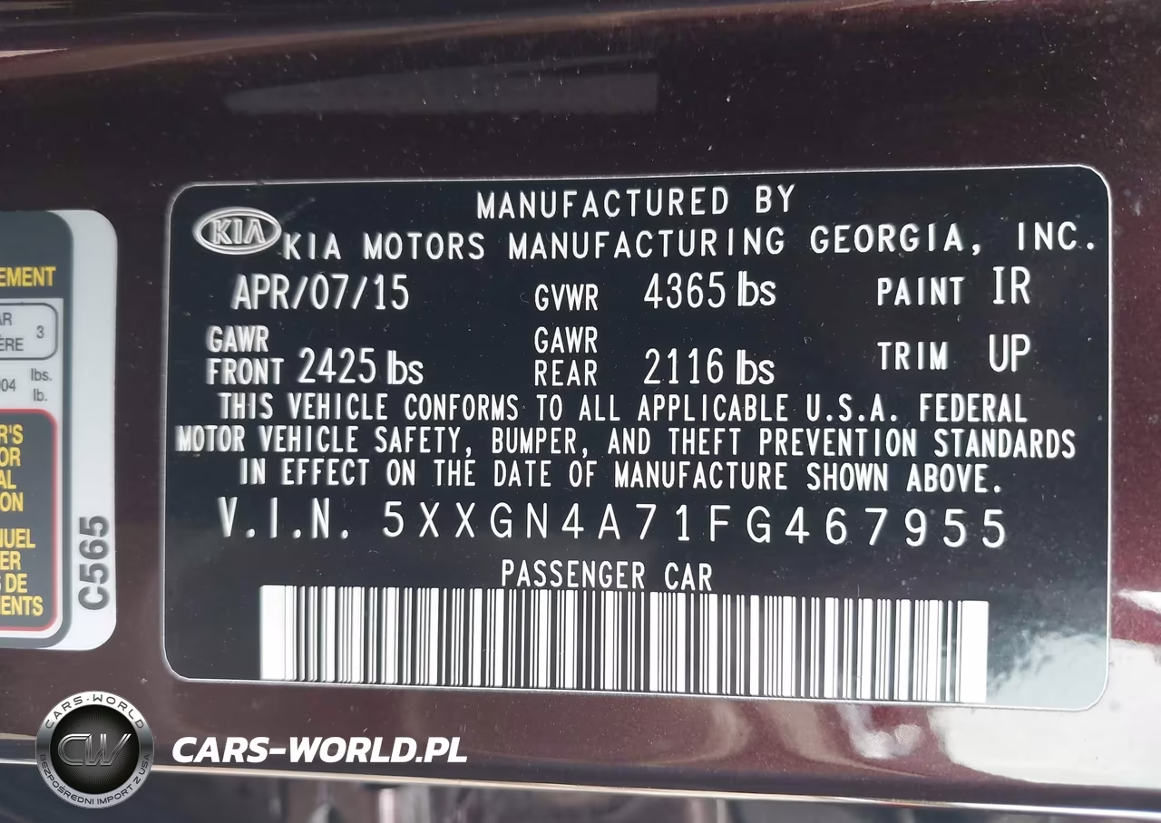 2015 Kia Optima Ex VIN:5XXGN4A71FG467955 - 9