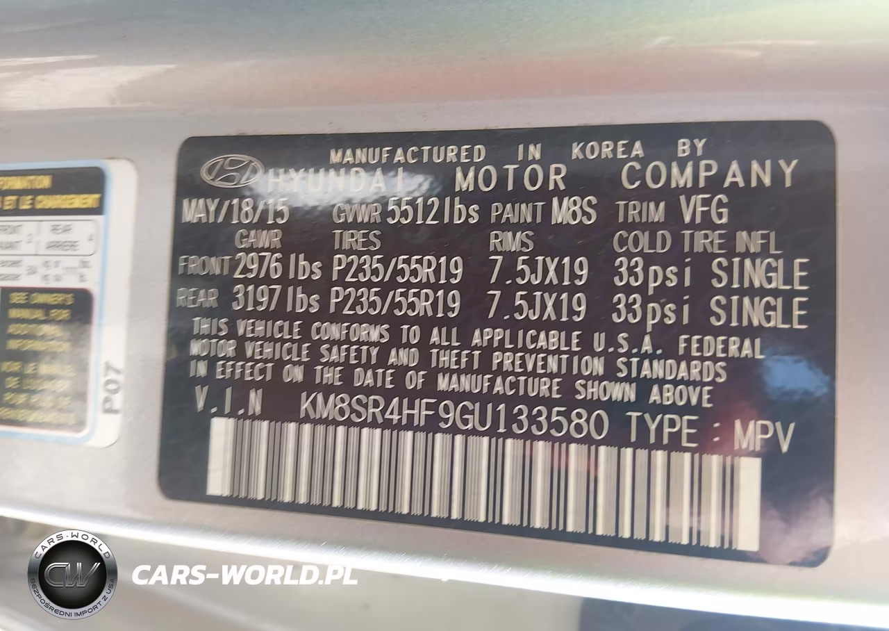 2016 Hyundai Santa Fe Limited VIN:KM8SR4HF9GU133580 - 9