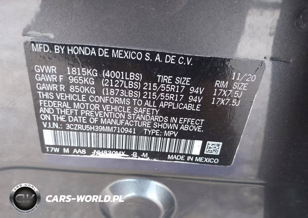 2021 Honda Hr-V 2Wd Lx VIN:3CZRU5H39MM710941 - 9