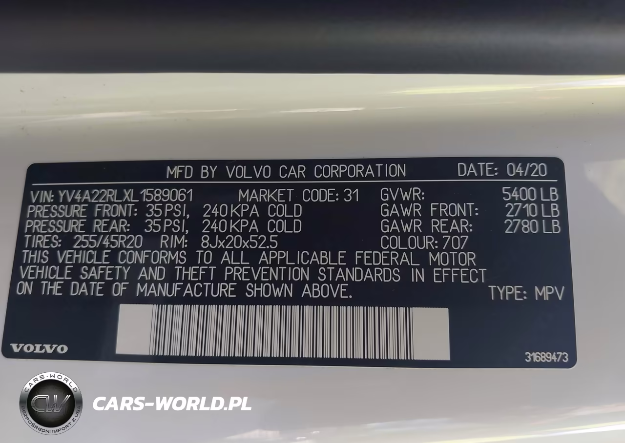 2020 Volvo Xc60 T6 Inscription VIN:YV4A22RLXL1589061 - 9